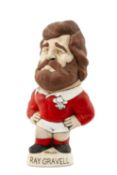 THE RUGBY UNION CLUB HOUSE: WORLD OF GROGGS MODEL OF RAY GRAVELL BY JOHN HUGHES wearing Wales kit,