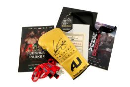THE BOXING CLUB HOUSE: ANTHONY JOSHUA MEMORABILIA comprising signed glove no. 33/100, AJ vs Joseph