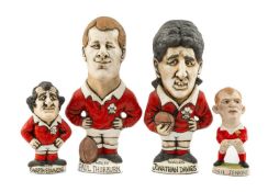THE RUGBY UNION CLUB HOUSE: FOUR GROGG CARICATURES BY JOHN HUGHES OF WELSH PLAYERS comprising