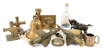 THE MARITIME / MARINE / NAVAL CLUB HOUSE: VARIOUS COLLECTABLES comprising two vintage brass ships