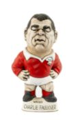 THE RUGBY UNION CLUB HOUSE: WORLD OF GROGGS MODEL OF CHARLIE FAULKNER wearing Wales kit and standing