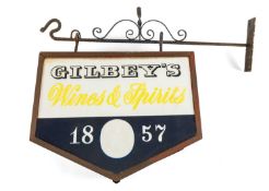 THE ADVERTISING CLUB HOUSE: GILBEY'S WINES & SPIRITS 1857 ILLUMINATED HANGING SIGN, by Burnham and