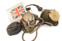 THE MILITARY CLUB HOUSE: AVIATION INTEREST A RARE WWII TYPE-19 MICROPHONE ETC. flat fronted chamois,