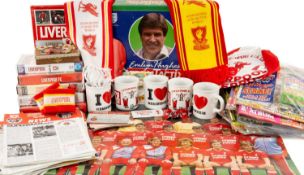 THE SOCCER / ASSOCIATION FOOTBALL CLUB HOUSE: ASSORTED LIVERPOOL FC SOUVENIRS including scarves,