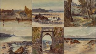 ‡ MAUD SALMON (English 1872-1964) watercolours, six works - 'Porth Uchaf', 'Ferry', 'Marl Lane', '