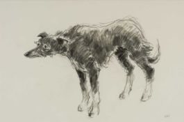 ‡ SIR KYFFIN WILLIAMS RA (Welsh 1918-2006) mixed media - study of a long-haired lurcher, signed with