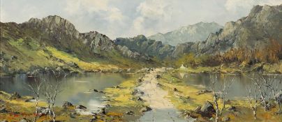 ‡ CHARLES WYATT WARREN (Welsh 1908-1993) oil on board - entitled verso, 'The Road to Snowdon, Nr