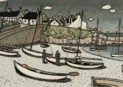 ALAN WILLIAMS (Welsh Contemporary) acrylic - entitled verso, 'Moelfre', signed, 35 x 49cms