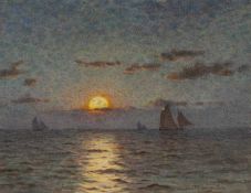 JOHN McDOUGAL (English, worked Wales 1851-1945) watercolour - entitled verso 'The Rising Moon',