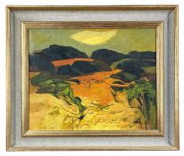 ‡ JOHN ELWYN (Welsh 1916-1997) oil on canvas - autumnal landscape, signed in full, 39 x 49cms