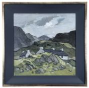 ‡ SIR KYFFIN WILLIAMS RA (Welsh 1918-2006) oil on canvas - entitled verso, 'Cottages, Waunfawr',