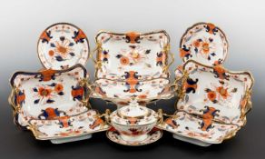 EXTENSIVE SWANSEA PORCELAIN DESSERT SERVICE circa 1815-1817, twenty-nine items in the Imari style