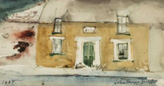 ‡ JOHN KNAPP-FISHER (English, lived Wales 1931-2015) watercolour - entitled verso, 'Cottage,