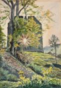 ‡ EDGAR HOLLOWAY (English, lived Wales 1914-2008) watercolour - view of Llanthony Tertia, Capel-y-