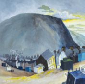 ‡ NICK HOLLY (Welsh b.1968) oil on board - South Wales valley scene, entitled verso 'Oh to fly above