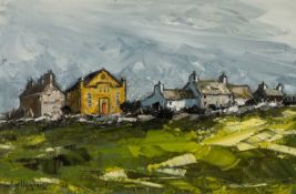 ‡ WYN HUGHES (Welsh Contemporary) oil on card - entitled verso, 'Rhoscolyn', signed, 19 x 28cms