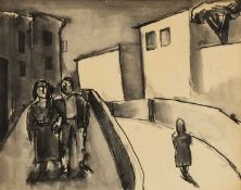 ‡ JOSEF HERMAN (Polish, lived Wales 1911-2000) ink & wash - entitled verso on Albany Gallery label