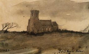 ‡ JOHN KNAPP-FISHER (English, lived Wales 1931-2015) watercolour - entitled verso, 'St Edrins