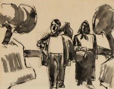 ‡ JOSEF HERMAN (Polish, lived Wales 1911-2000) pencil and wash - entitled verso 'Return from the