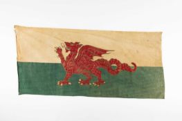 COTTON WELSH 'Y DDRAIG GOCH' FLAG believed early 20th Century, 42 x 89cms Provenance: private