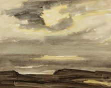‡ SIR KYFFIN WILLIAMS RA (Welsh 1918-2006) watercolour - sunset, entitled verso 'Evening
