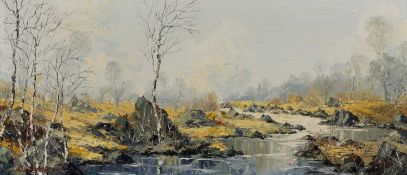 ‡ CHARLES WYATT WARREN (Welsh 1908-1993) oil on board - entitled verso, 'The River Gwyrfai', signed,