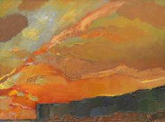 ‡ MICHAEL MONAGHAN (Welsh contemporary) large oil on board - entitled verso, 'Sunset Over the