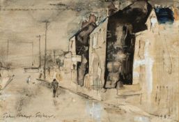 ‡ JOHN KNAPP-FISHER (English, lived Wales 1931-2015) watercolour - entitled verso, 'Crymmych',