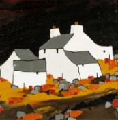 ‡ STEPHEN JOHN OWEN (Welsh b.1959) oil on board - entitled verso 'Farm near Rhydd Ddu', 29 x 29cms