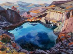 ‡ PETER WINSTANLEY (Welsh Contemporary) oil on board - entitled verso, 'Dinorwic Quarry 1', signed
