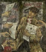‡ JONAS PLOSKY (English-European, worked Wales 1940-2011) oil on board - entitled verso, 'News