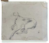 ‡ SIR FRANK BRANGWYN RA (Welsh 1867-1956) graphite on paper - study of a reclining greyhound or