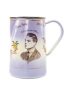 RARE 'ROYAL (WELSH) SHOW' ENAMELLED METAL JUG, dated July 22nd 1931, printed with titled portrait of
