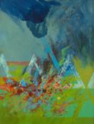 ‡ ELFYN JONES (Welsh b.1939) oil on canvas - entitled verso, 'Rising Storm', signed and dated