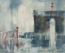 ‡ WILLIAM SELWYN (Welsh b.1933) oil on board - entitled verso on artist's address label 'Glaw