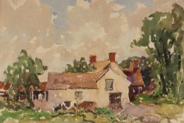 ‡ WILL EVANS (Welsh 1887-1957) watercolour - farmstead with cattle, 38 x 57cms Provenance: private