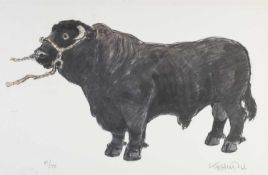 ‡ SIR KYFFIN WILLIAMS RA (Welsh 1918-2006) limited edition (51/75) print- 'Welsh Black Bull',