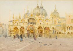 HELEN ALLINGHAM RWS (English 1848-1926) watercolour - St, Mark's Venice, from the piazza, signed and