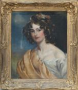 FOLLOWER OF SIR THOMAS LAWRENCE P.R.A. (English 1769-1830) oil on canvas - portrait of a girl in
