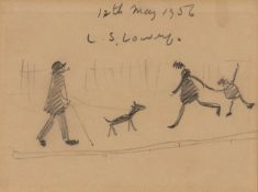 ‡ LAURENCE STEPHEN LOWRY RBA RA (English 1887-1976) pencil on paper - street with gentleman