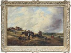 WILLIAM SHAYER (English 1787-1879) oil on canvas - 'The Fuel Gatherers', label verso, 49 x 69cms