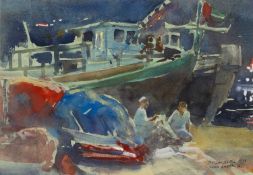 ‡ TIM SCOTT BOLTON (English b.1947) watercolour - titled 'Dubai Creek', signed and dated 1998, 18.