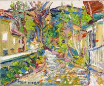 ‡ FRED YATES (English 1922-2008) oil on canvas - entitled verso 'The Stream La Motte', signed, 22