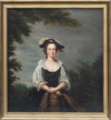 FOLLOWER OF THOMAS HUDSON (English 1701-1779) oil on canvas - portrait of Frances White, signed on