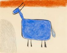 ‡ ROGER HILTON (English 1911-1975) pastel on paper - entitled verso, 'Composition with a Blue Sheep'