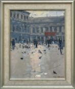 ‡ KEN HOWARD OBE RA (English 1932-2022) oil on board - Piazza San Marco, Venice with figures,
