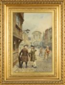 HENRY REYNOLDS STEER (English 1858-1928) watercolour - 'Drs. Johnson and Goldsmith at Temple Bar',