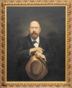 LEO ARENDZEN (1875-1963) oil on canvas - portrait of George Pauling (1854-1919) in dark suit holding