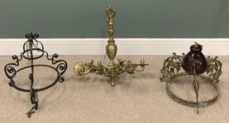 ORNATE CEILING LIGHTS to include six branch brass etc. Provenance: private collection Conwy