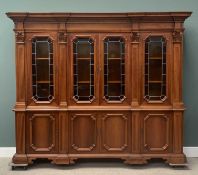 SUBSTANTIAL REPRODUCTION BOOKCASE CUPBOARD having four glazed doors to the top section above four